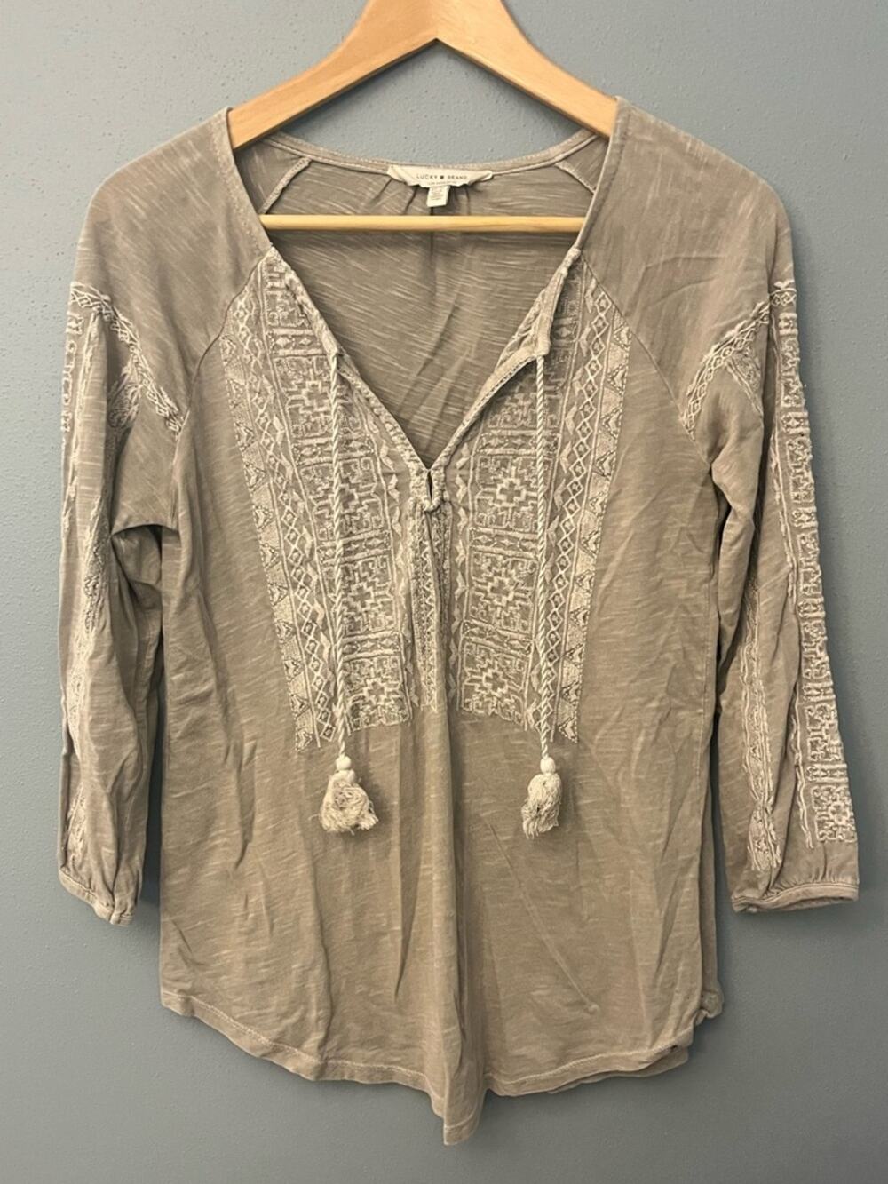 Lucky Brand Embroidered Tassel Tunic